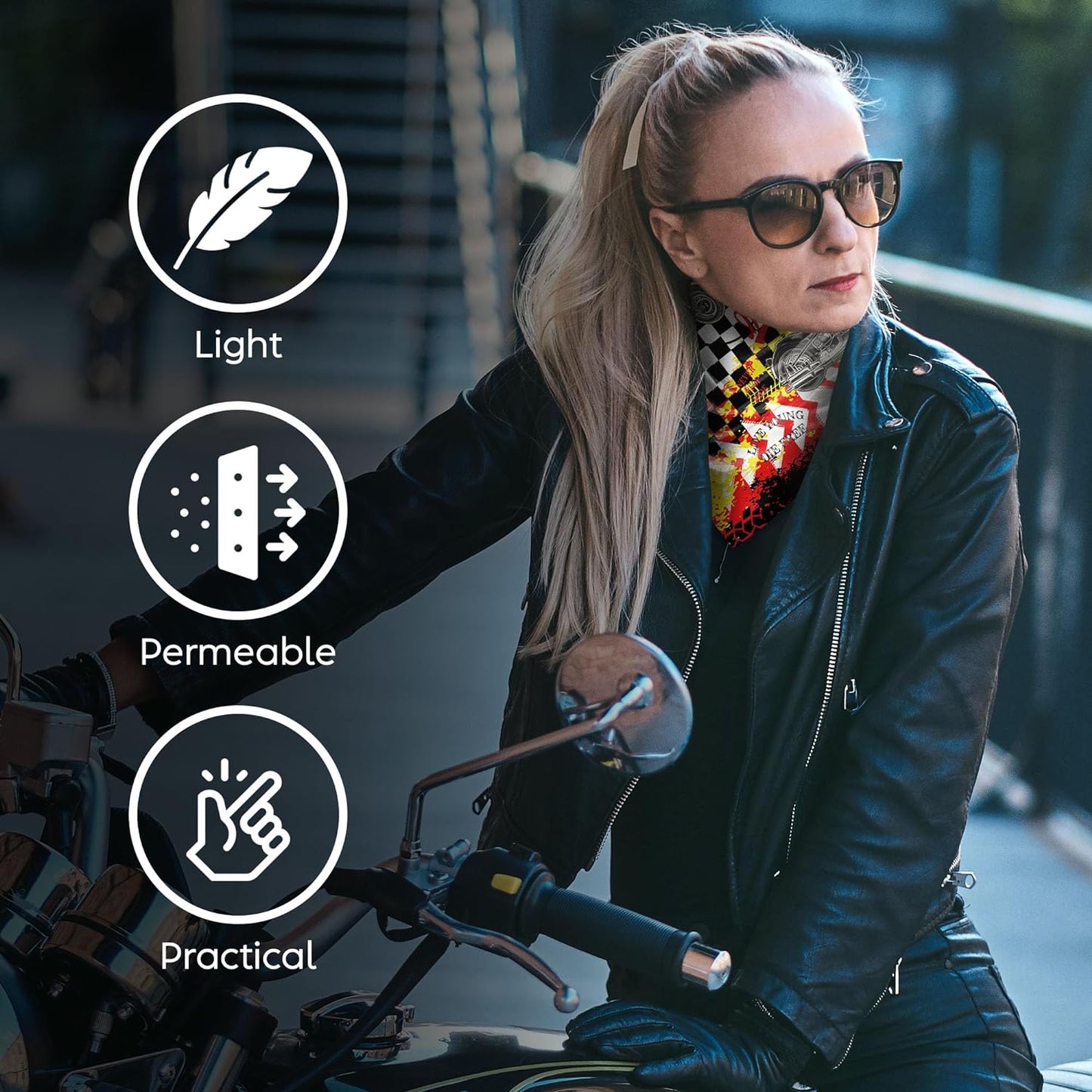 Unisex Neck Scarf 23"x23" Small Square | Headband Scarf Motorcycle Bandana Men & Women Head Scarf Breathable Lightweight Design 2