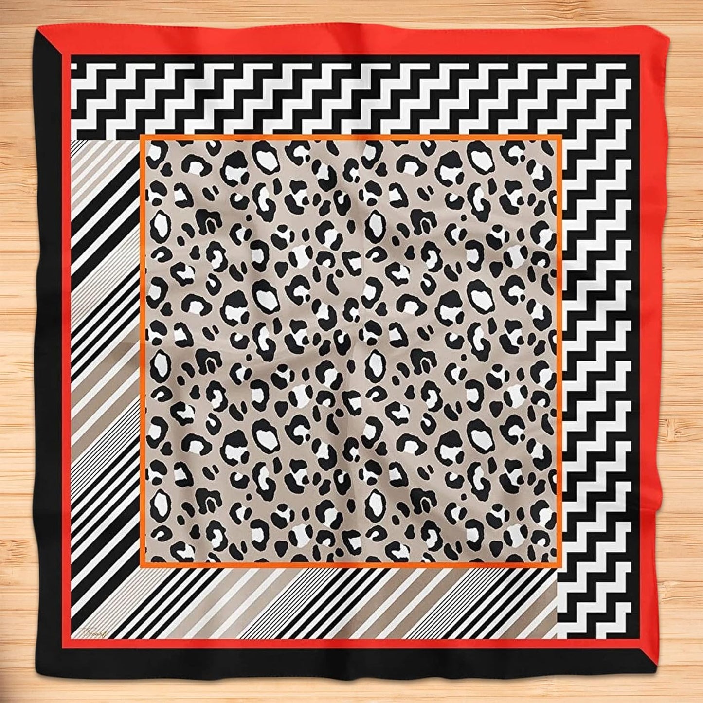 dscarf Womens Neck Scarf 21"x21" Small Square | Headband Scarf Ethnic Bandana Head Scarf Flowering Breathable Lightweight Leopard Design 2