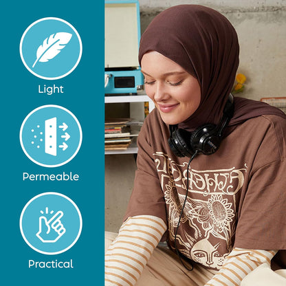 Premium Jersey Head Scarf Wrap Instant Hijab For Women | Women Muslim Instant Hijab | Ready Pre sewn Jersey Turban (Brown)