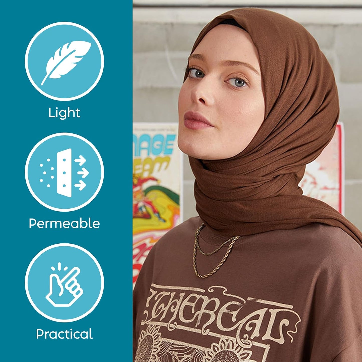 Premium Jersey Head Scarf Wrap Instant Hijab For Women | Women Muslim Instant Hijab | Ready Pre sewn Jersey Turban (Coffee)
