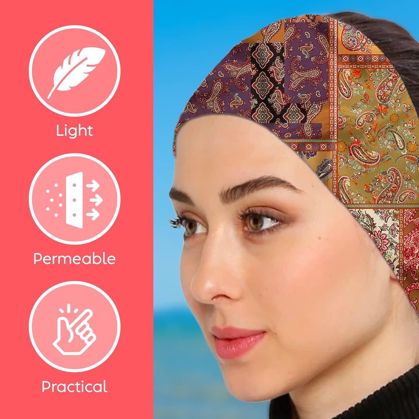 dscarf Womens Neck Scarf 21"x21" Small Square | Headband Scarf Ethnic Bandana Head Scarf Flowering Breathable Lightweight Ethnic Design 1