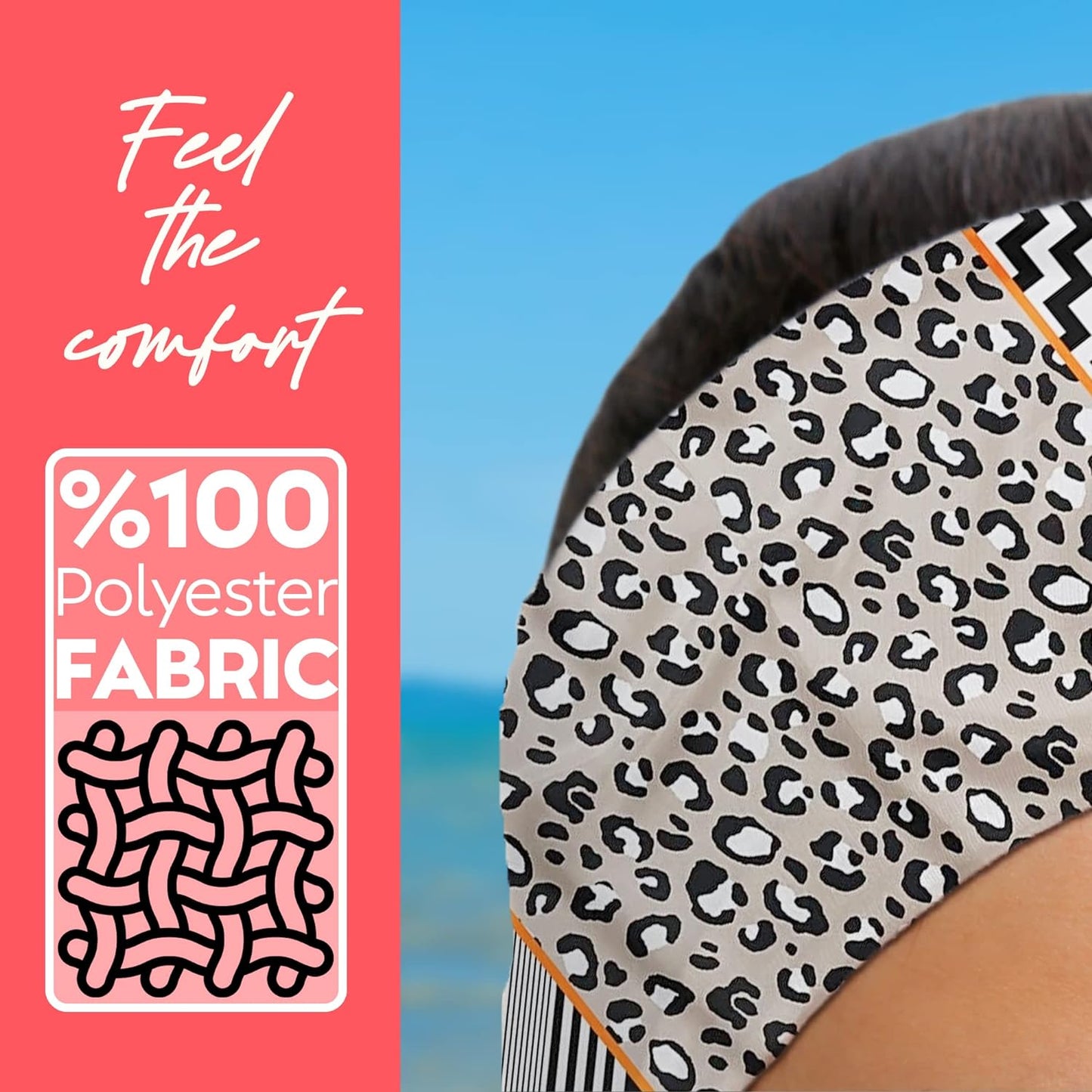 dscarf Womens Neck Scarf 21"x21" Small Square | Headband Scarf Ethnic Bandana Head Scarf Flowering Breathable Lightweight Leopard Design 2