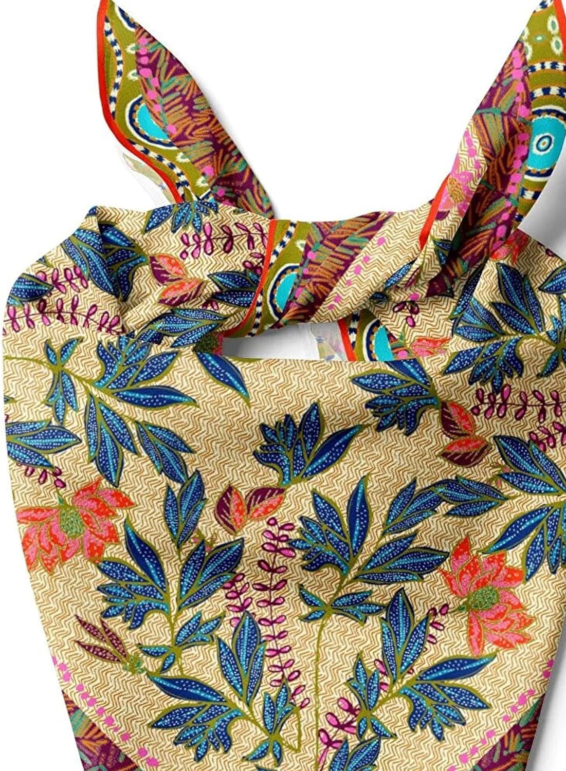 dscarf Womens Neck Scarf 21"x21" Small Square | Headband Scarf Ethnic Bandana Head Scarf Flowering Breathable Lightweight Flowering Design 5