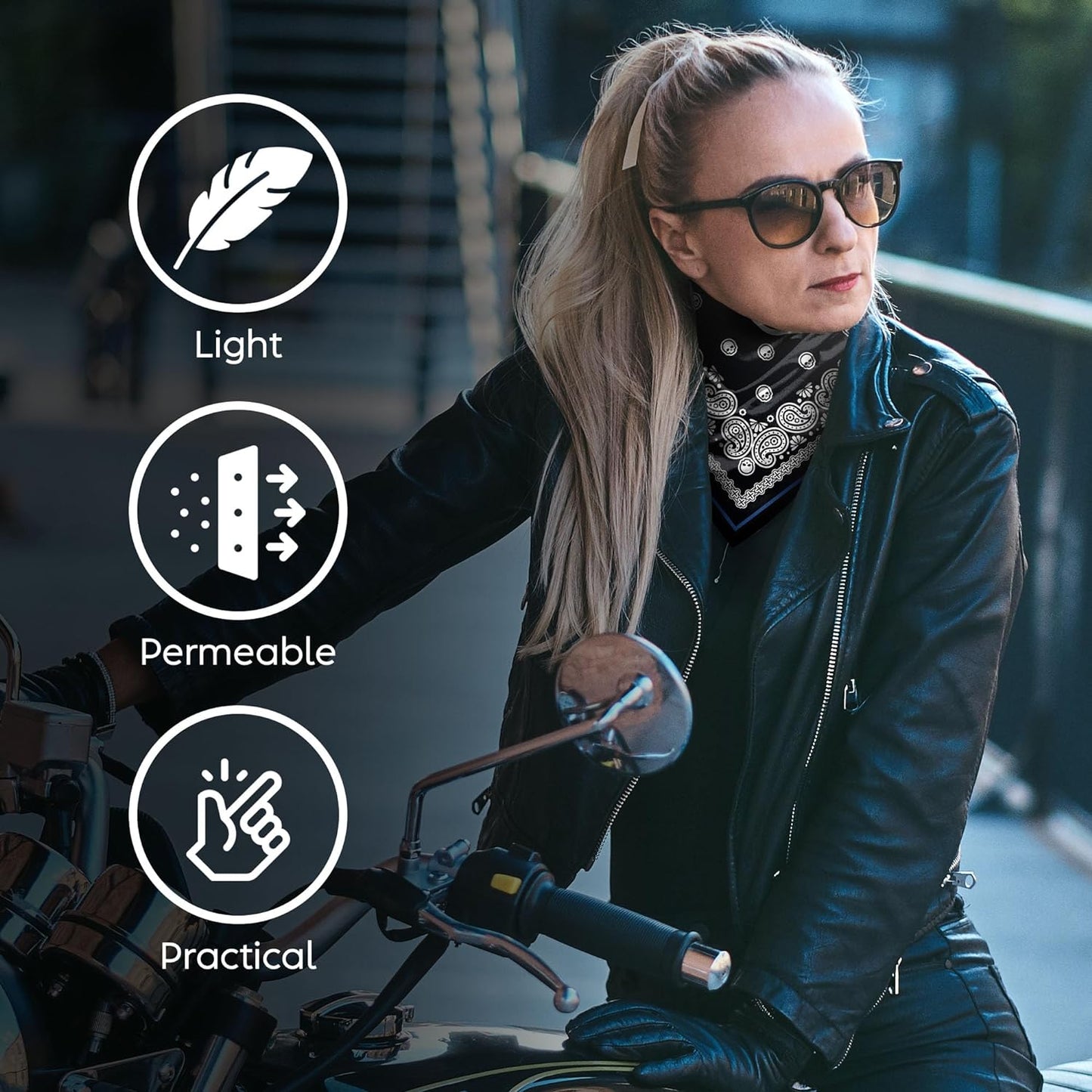 Unisex Neck Scarf 23"x23" Small Square | Headband Scarf Motorcycle Bandana Men & Women Head Scarf Breathable Lightweight Design 8