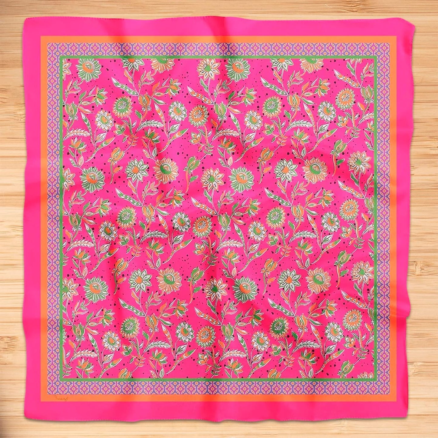 dscarf Womens Neck Scarf 21"x21" Small Square | Headband Scarf Ethnic Bandana Head Scarf Flowering Breathable Lightweight Flowering Design 2