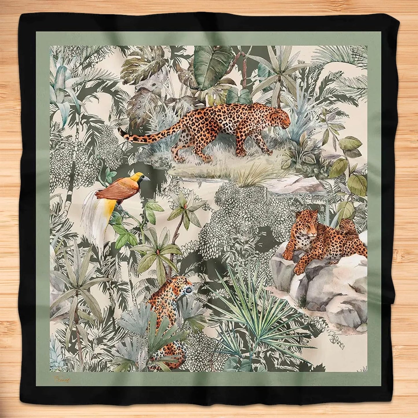 dscarf Womens Neck Scarf 21"x21" Small Square | Headband Scarf Ethnic Bandana Head Scarf Flowering Breathable Lightweight Leopard Design 1