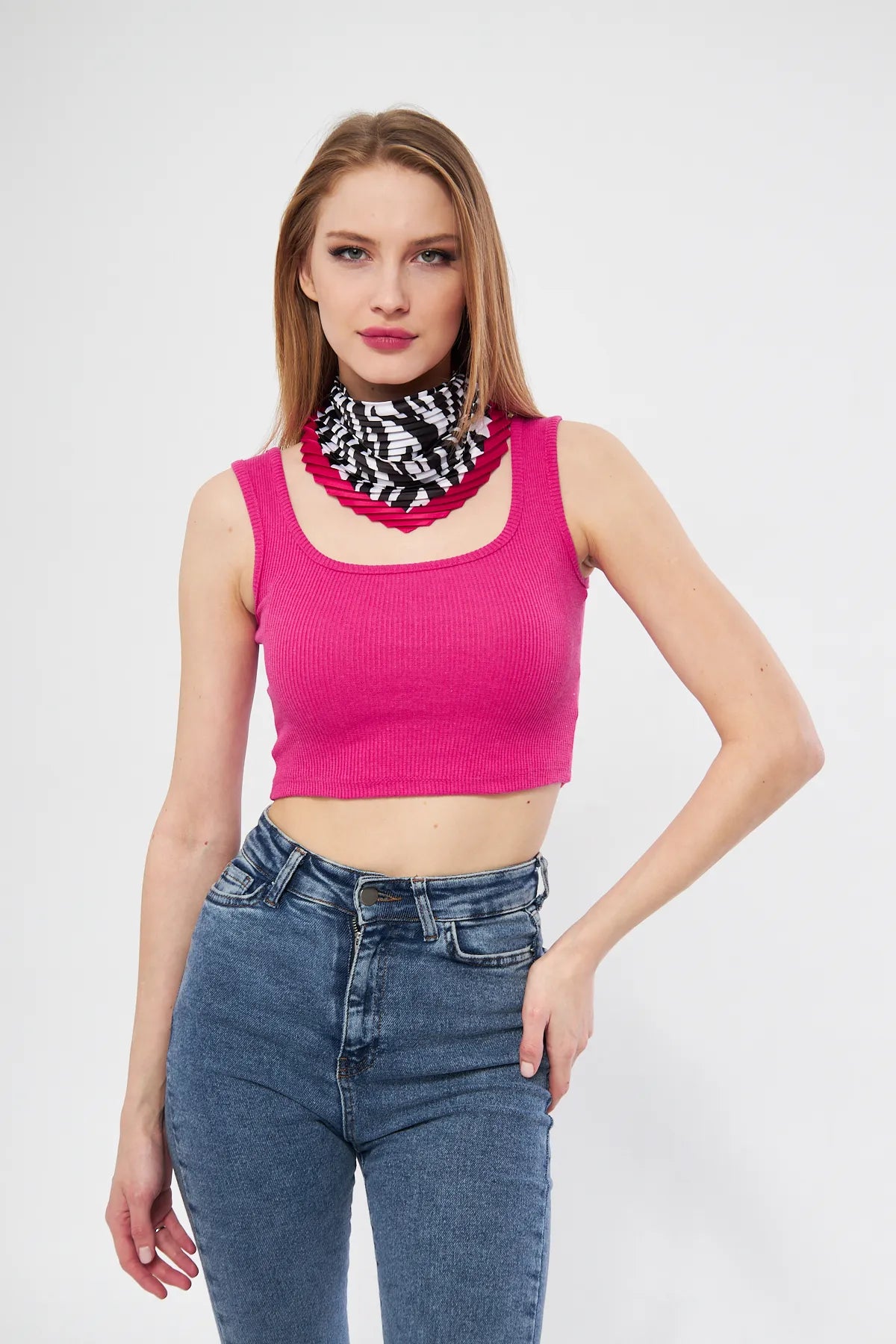 Patterned Pleated Scarf