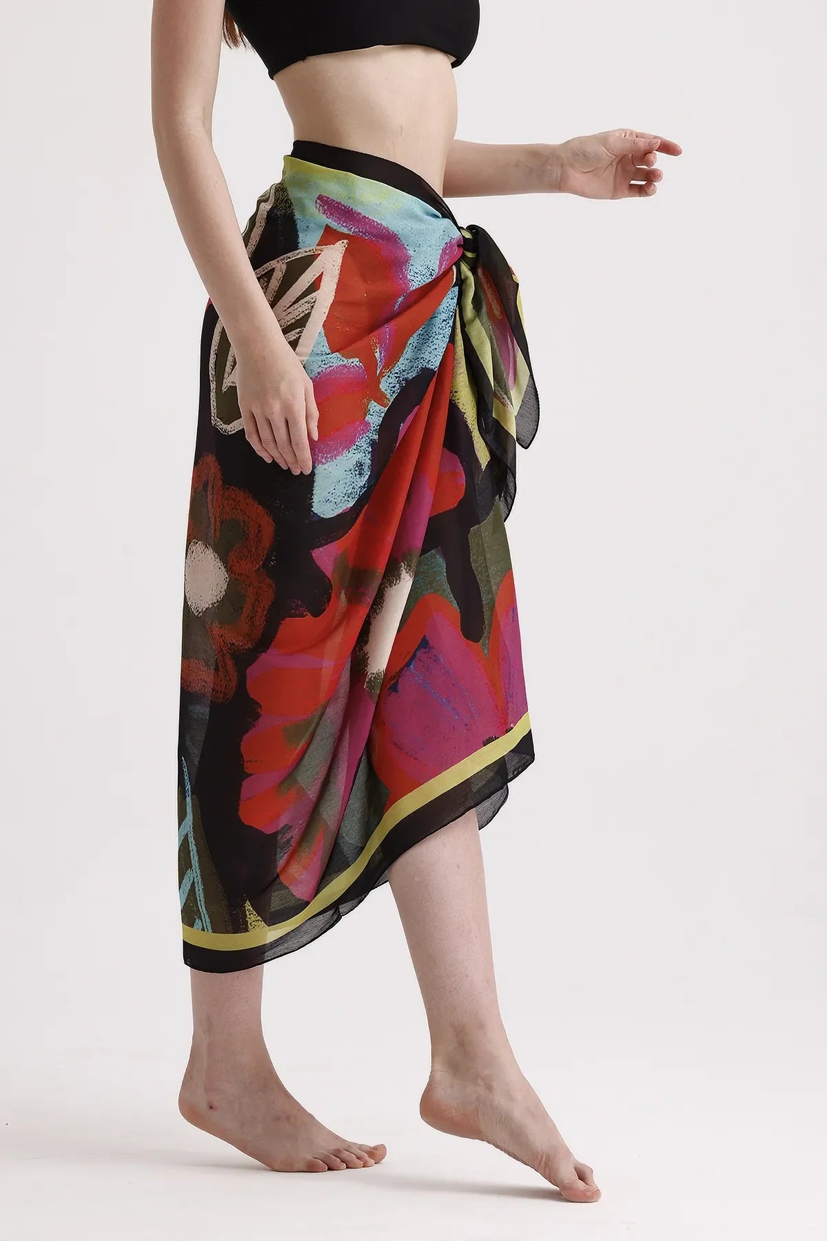 Dscarf Pareo with Floral Pattern