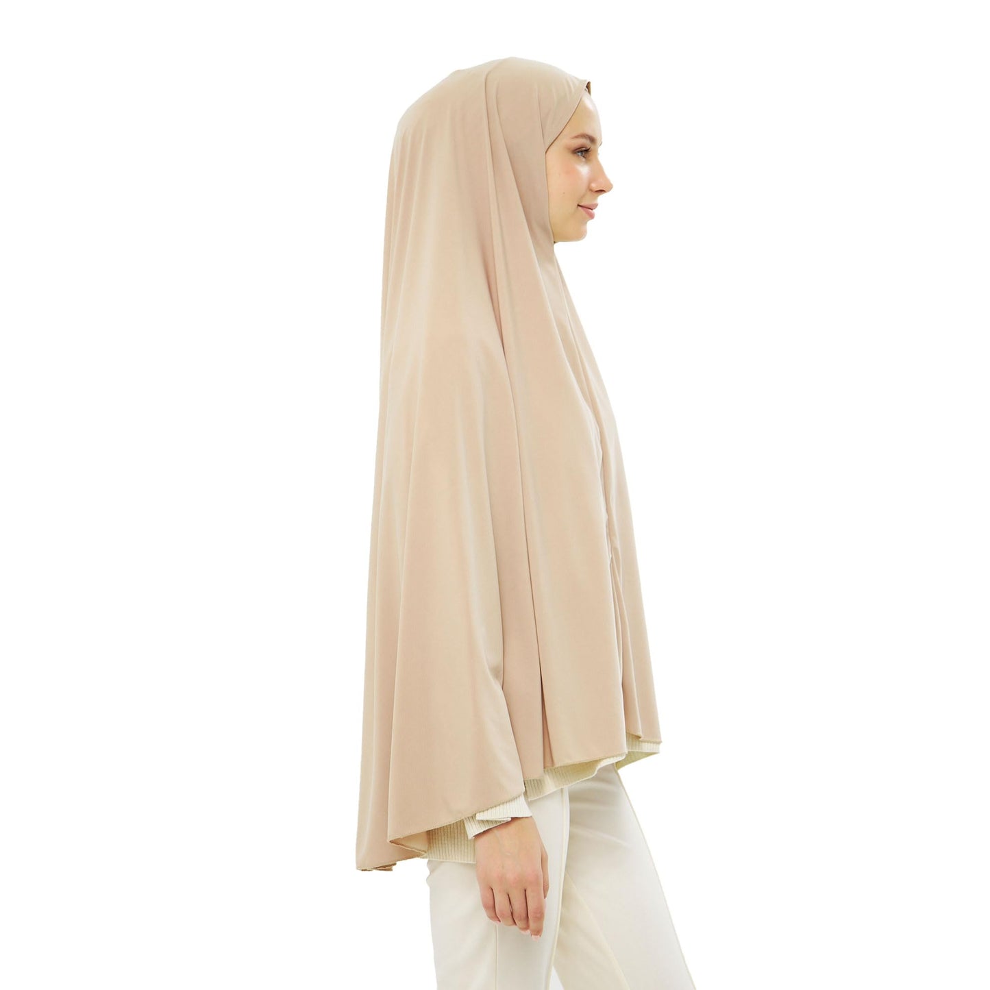 Muslim High Stretch Hijab Khimar Pure Color Half-body Cover Hijab | Muslim Islamic Ramadan Women Prayer Dress Burqa Soft (Mink)