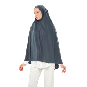 Muslim High Stretch Hijab Khimar Pure Color Half-body Cover Hijab | Muslim Islamic Ramadan Women Prayer Dress Burqa Soft (Smoked)