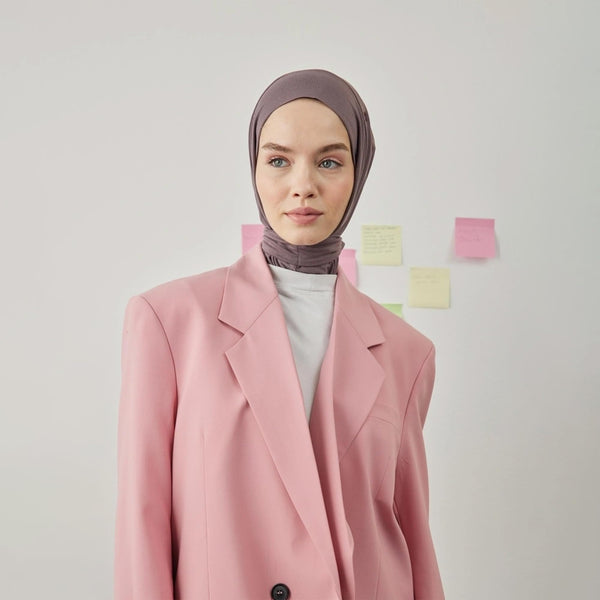 Instant Muslim Turban Hijab Women Premium Jersey Head Scarf Wrap Instant Hijab with Snap | Ready Pre sewn Jersey Turban (Lilac)