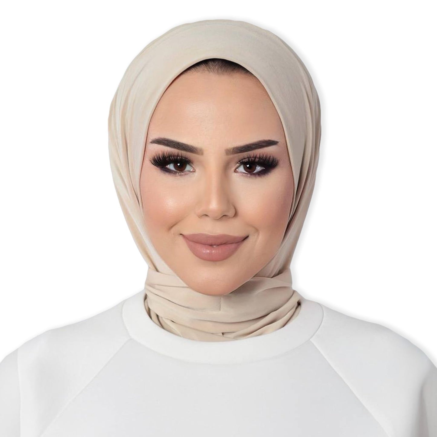 Instant Muslim Turban Hijab Women Premium Jersey Head Scarf Wrap Instant Hijab with Snap | Ready Pre sewn Jersey Turban (Beige)