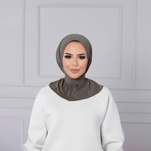 Instant Muslim Turban Hijab Women Premium Jersey Head Scarf Wrap Instant Hijab with Snap | Ready Pre sewn Jersey Turban (Khaki)