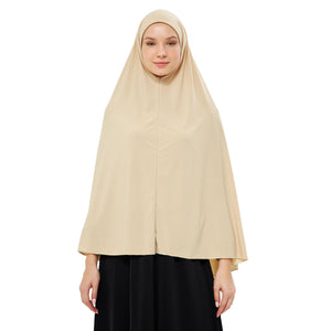 Muslim High Stretch Hijab Khimar Pure Color Half-body Cover Hijab | Muslim Islamic Ramadan Women Prayer Dress Burqa Soft (Beige)