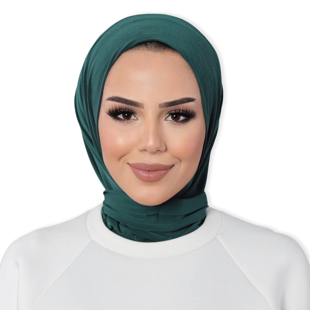 Instant Muslim Turban Hijab Women Premium Jersey Head Scarf Wrap Instant Hijab with Snap | Ready Pre sewn Jersey Turban (Emerald Green)