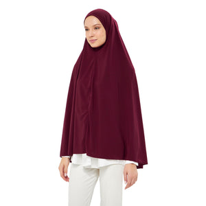 Muslim High Stretch Hijab Khimar Pure Color Half-body Cover Hijab | Muslim Islamic Ramadan Women Prayer Dress Burqa Soft (Burgundy)