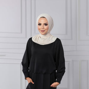 Instant Muslim Turban Hijab Women Premium Jersey Head Scarf Wrap Instant Hijab with Snap | Ready Pre sewn Jersey Turban (Cream)