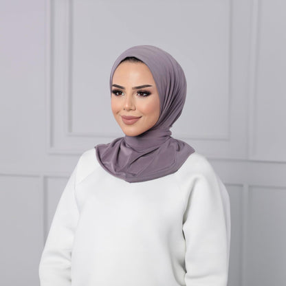 Instant Muslim Turban Hijab Women Premium Jersey Head Scarf Wrap Instant Hijab with Snap | Ready Pre sewn Jersey Turban (Lilac)
