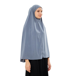 Muslim High Stretch Hijab Khimar Pure Color Half-body Cover Hijab | Muslim Islamic Ramadan Women Prayer Dress Burqa Soft (Grey)