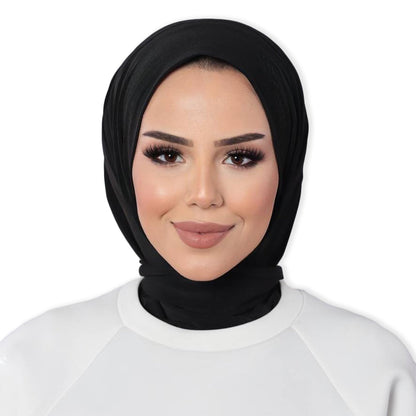 Instant Muslim Turban Hijab Women Premium Jersey Head Scarf Wrap Instant Hijab with Snap | Ready Pre sewn Jersey Turban (Black)