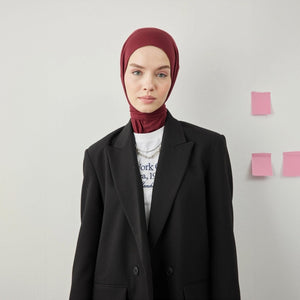 Instant Muslim Turban Hijab Women Premium Jersey Head Scarf Wrap Instant Hijab with Snap | Ready Pre sewn Jersey Turban (Burgundy)