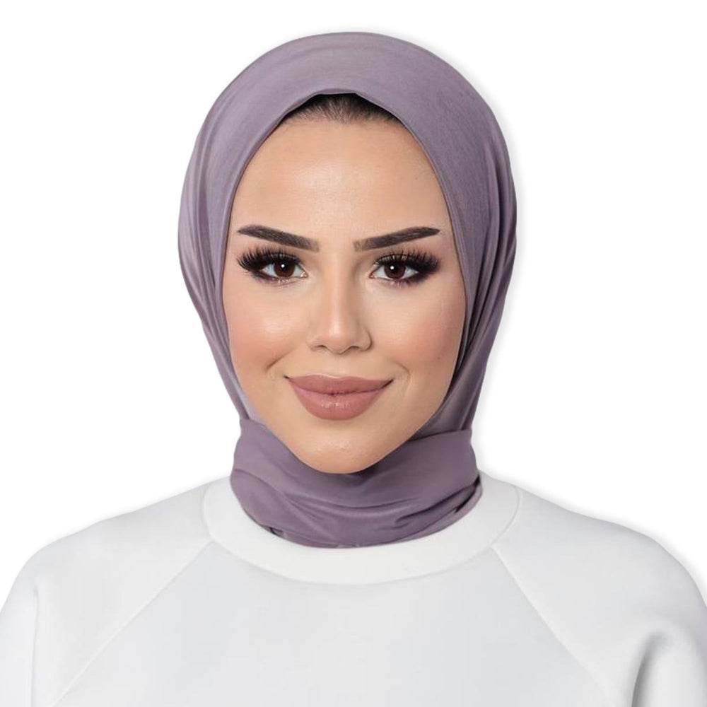 Instant Muslim Turban Hijab Women Premium Jersey Head Scarf Wrap Instant Hijab with Snap | Ready Pre sewn Jersey Turban (Lilac)
