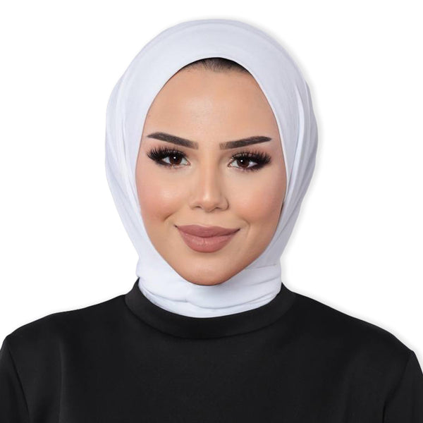 Instant Muslim Turban Hijab Women Premium Jersey Head Scarf Wrap Instant Hijab with Snap | Ready Pre sewn Jersey Turban (White)