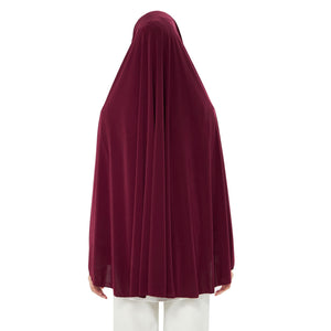Muslim High Stretch Hijab Khimar Pure Color Half-body Cover Hijab | Muslim Islamic Ramadan Women Prayer Dress Burqa Soft (Burgundy)