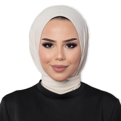 Instant Muslim Turban Hijab Women Premium Jersey Head Scarf Wrap Instant Hijab with Snap | Ready Pre sewn Jersey Turban (Cream)