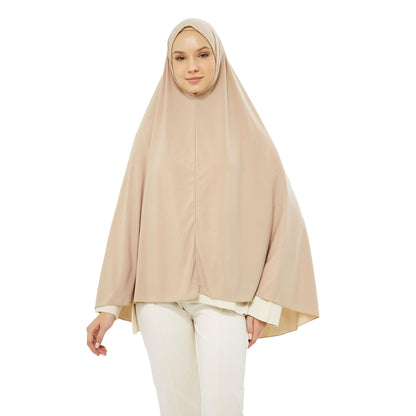 Muslim High Stretch Hijab Khimar Pure Color Half-body Cover Hijab | Muslim Islamic Ramadan Women Prayer Dress Burqa Soft (Mink)