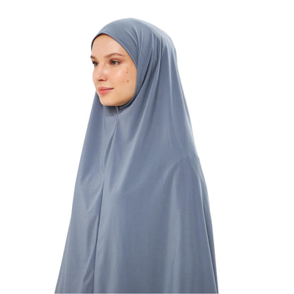 Muslim High Stretch Hijab Khimar Pure Color Half-body Cover Hijab | Muslim Islamic Ramadan Women Prayer Dress Burqa Soft (Grey)