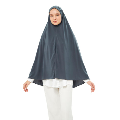 Muslim High Stretch Hijab Khimar Pure Color Half-body Cover Hijab | Muslim Islamic Ramadan Women Prayer Dress Burqa Soft (Smoked)