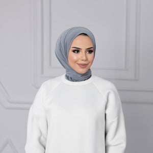 Instant Muslim Turban Hijab Women Premium Jersey Head Scarf Wrap Instant Hijab with Snap | Ready Pre sewn Jersey Turban (Grey)
