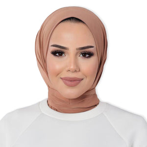 Instant Muslim Turban Hijab Women Premium Jersey Head Scarf Wrap Instant Hijab with Snap | Ready Pre sewn Jersey Turban (Onion Skin)