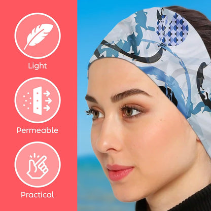 dscarf Womens Neck Scarf 21"x21" Small Square | Headband Scarf Ethnic Bandana Head Scarf Flowering Breathable Lightweight Blue Design 1