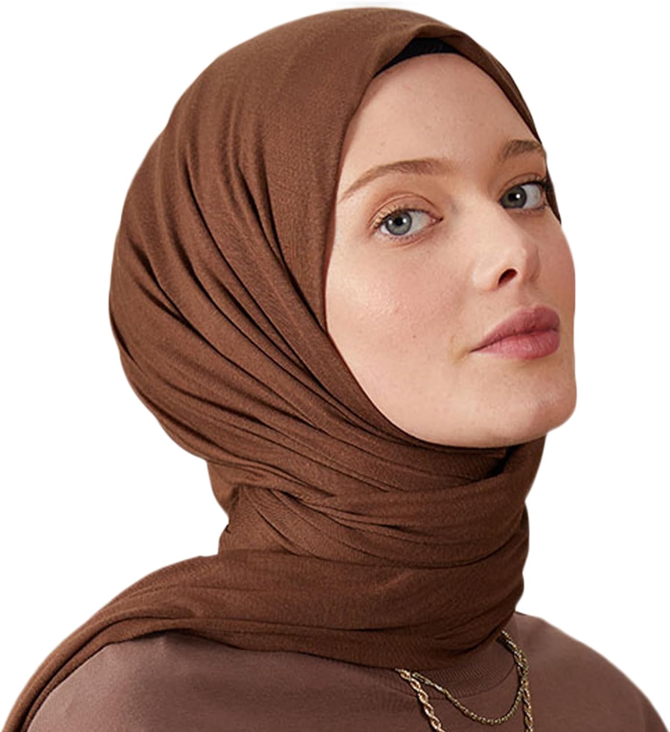 Premium Jersey Head Scarf Wrap Instant Hijab For Women | Women Muslim Instant Hijab | Ready Pre sewn Jersey Turban (Coffee)