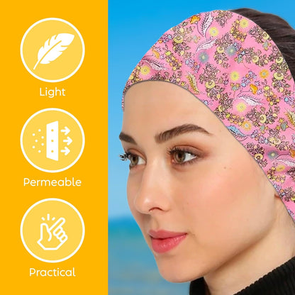 Womens Neck Scarf 23"x23" Small Square Organic Cotton | Headband Scarf Bandana Wrap Head Scarf Breathable Lightweight Flowering Design 2