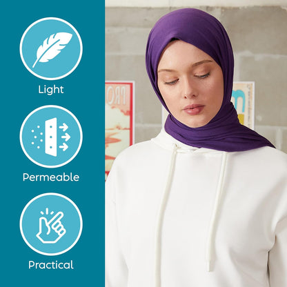 Premium Jersey Head Scarf Wrap Instant Hijab For Women | Women Muslim Instant Hijab | Ready Pre sewn Jersey Turban (Purple)