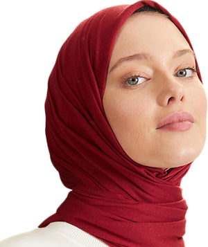 Premium Jersey Head Scarf Wrap Instant Hijab For Women | Women Muslim Instant Hijab | Ready Pre sewn Jersey Turban (Burgundy)