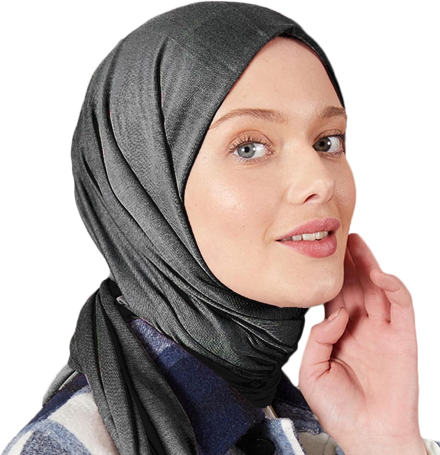 Premium Jersey Head Scarf Wrap Instant Hijab For Women | Women Muslim Instant Hijab | Ready Pre sewn Jersey Turban (Anthracite)
