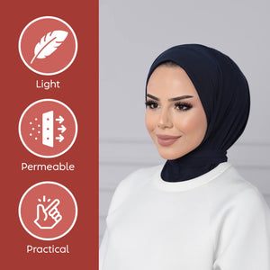 Instant Muslim Turban Hijab Women Premium Jersey Head Scarf Wrap Instant Hijab with Snap | Ready Pre sewn Jersey Turban (Navy Blue)