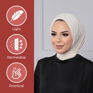 Instant Muslim Turban Hijab Women Premium Jersey Head Scarf Wrap Instant Hijab with Snap | Ready Pre sewn Jersey Turban (Cream)