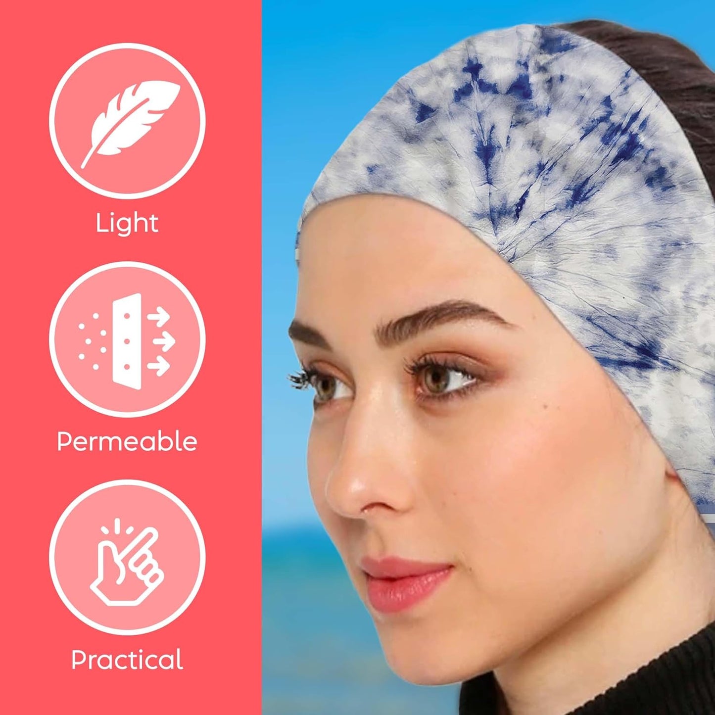 dscarf Womens Neck Scarf 21"x21" Small Square | Headband Scarf Ethnic Bandana Head Scarf Flowering Breathable Lightweight Blue Design 4