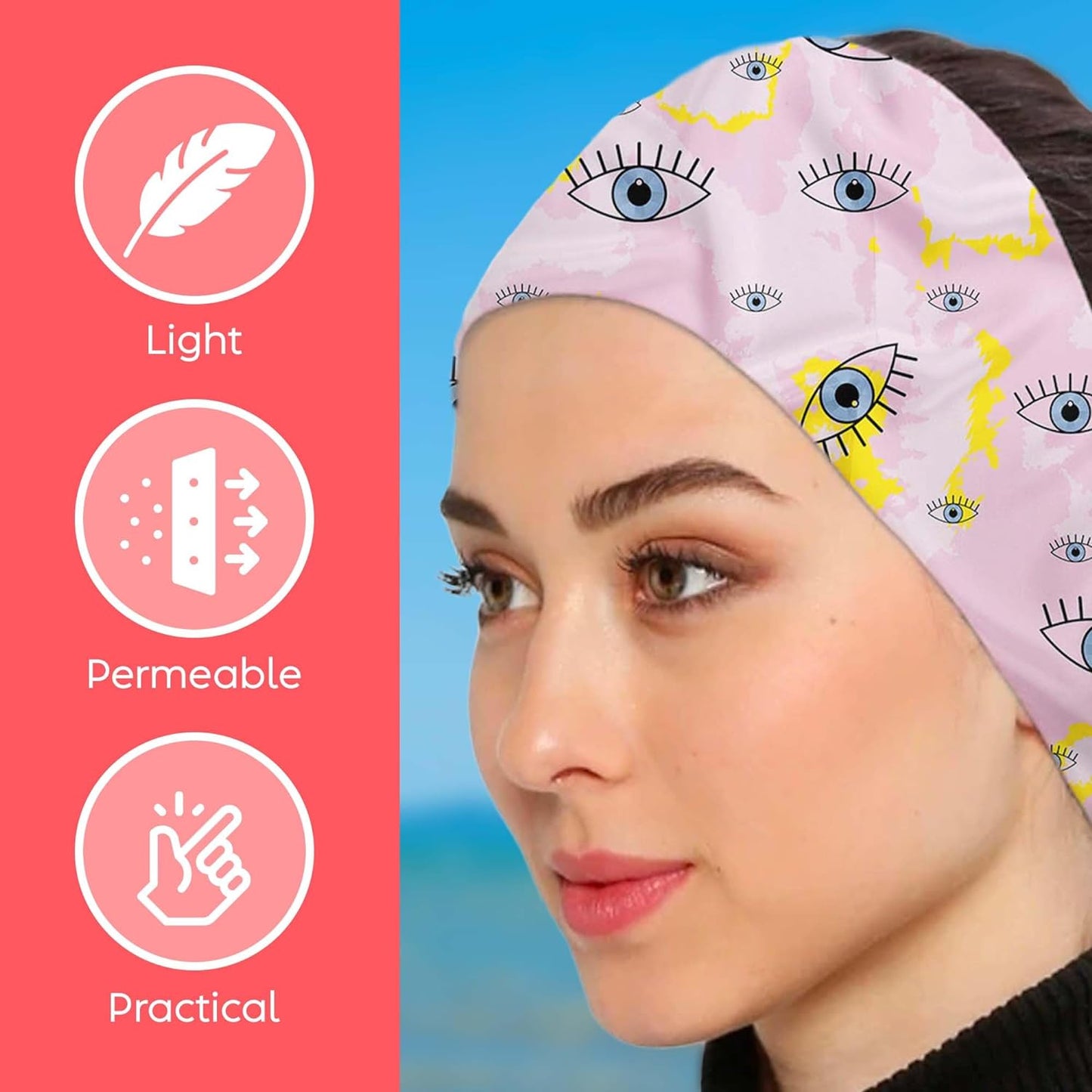 dscarf Womens Neck Scarf 21"x21" Small Square | Headband Scarf Ethnic Bandana Head Scarf Flowering Breathable Lightweight Eye Design 1