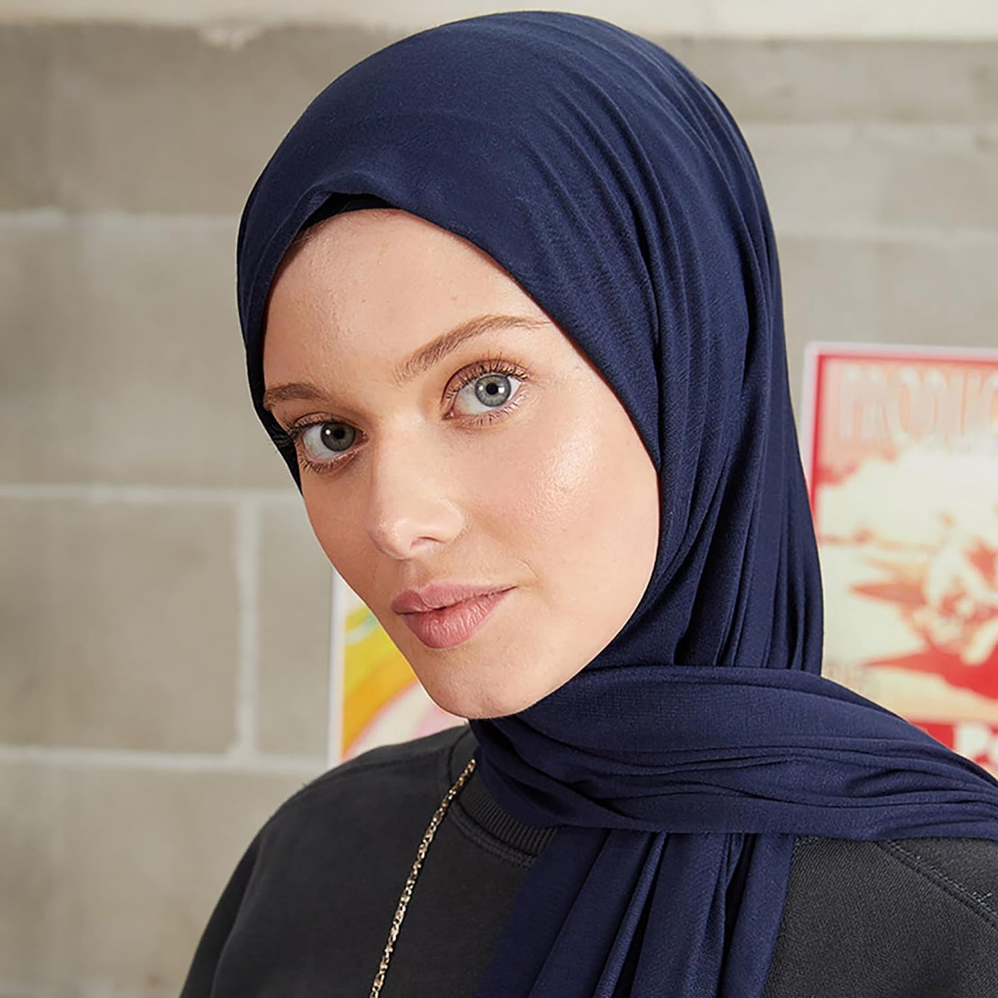 Premium Jersey Head Scarf Wrap Instant Hijab For Women | Women Muslim Instant Hijab | Ready Pre sewn Jersey Turban (Navy Blue)