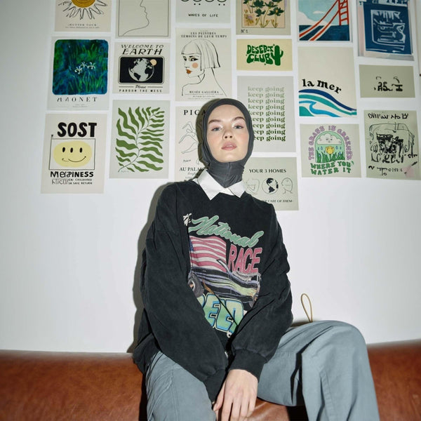 Instant Muslim Turban Hijab Women Premium Jersey Head Scarf Wrap Instant Hijab with Snap | Ready Pre sewn Jersey Turban (Anthracite)