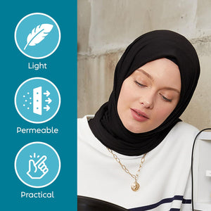Premium Jersey Head Scarf Wrap Instant Hijab For Women | Women Muslim Instant Hijab | Ready Pre sewn Jersey Turban (Black)