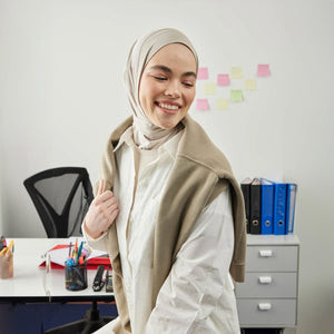 Instant Muslim Turban Hijab Women Premium Jersey Head Scarf Wrap Instant Hijab with Snap | Ready Pre sewn Jersey Turban (Beige)