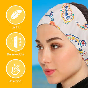 Womens Neck Scarf 23"x23" Small Square Organic Cotton | Headband Scarf Bandana Wrap Head Scarf Breathable Lightweight Flowering Design 3