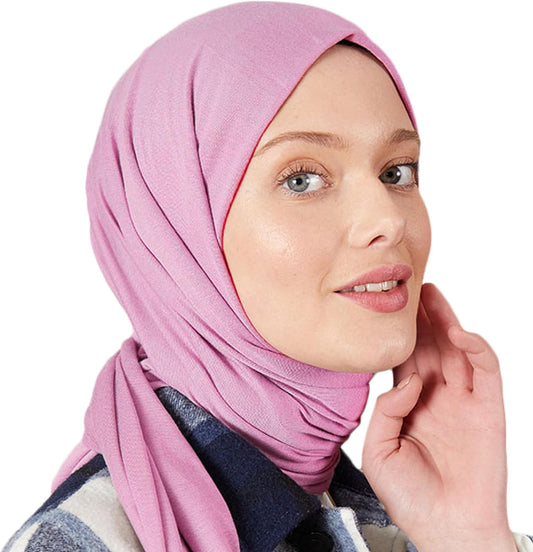 Premium Jersey Head Scarf Wrap Instant Hijab For Women | Women Muslim Instant Hijab | Ready Pre sewn Jersey Turban (Powder)